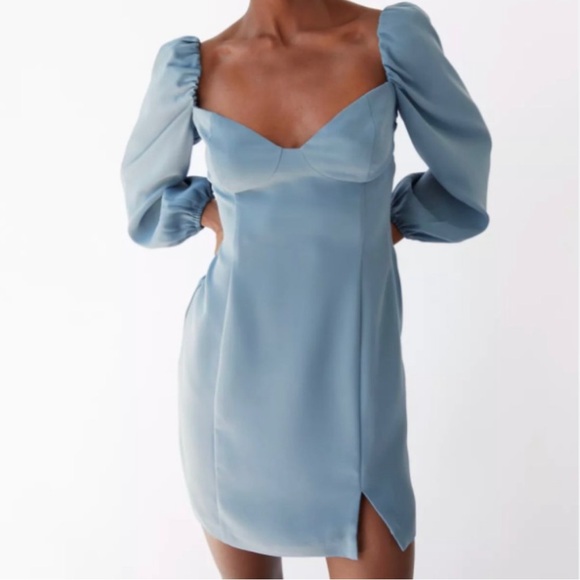 NWOT Aritzia Wilfred Novella Dress Shadow Blue - Size 8 - Picture 2 of 4